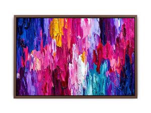 pink blue abstract impasto canvas