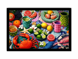 mediterranean seafood feast coastal kitchen wall art