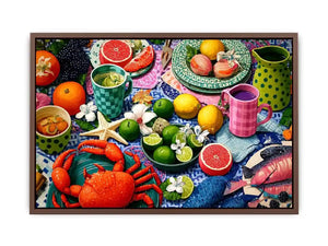 mediterranean seafood feast coastal kitchen wall art