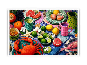 mediterranean seafood feast coastal kitchen wall art