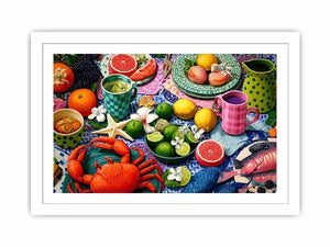 mediterranean seafood feast coastal kitchen wall art