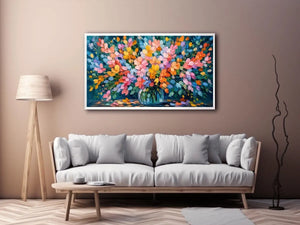 abstract pastel flower field colorful modern wall art