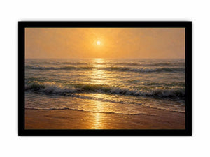 soft golden sunrise ocean serene coastal wall art