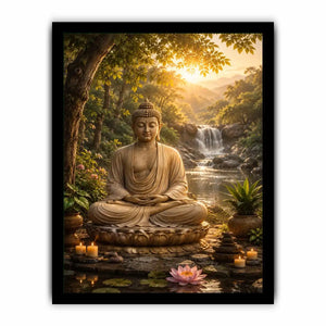 buddha meditation lotus canvas artwork