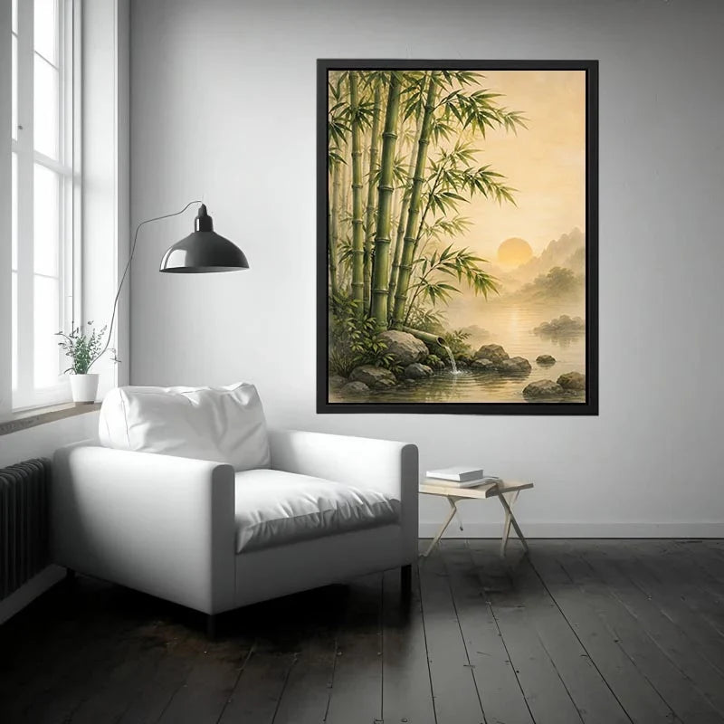 asian bamboo landscape bedroom canvas art