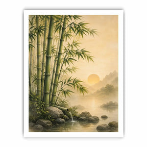 asian bamboo landscape bedroom canvas art