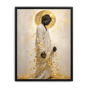 serene buddha gold leaves artwork