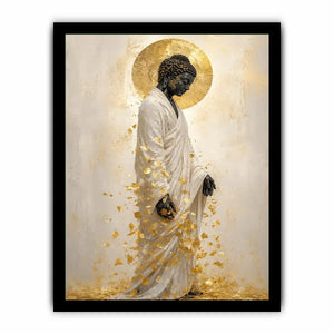 serene buddha gold leaves artwork