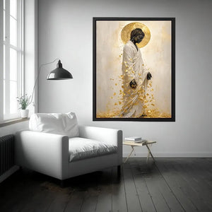 serene buddha gold leaves artwork