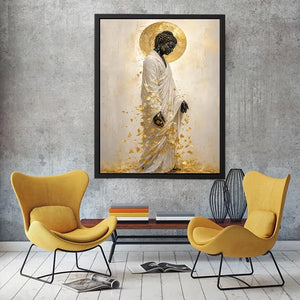 serene buddha gold leaves artwork
