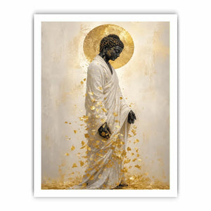 serene buddha gold leaves artwork