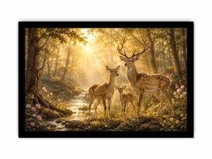 deer family forest canvas art
