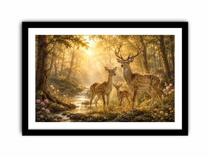 deer family forest canvas art