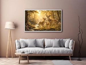 deer family forest canvas art