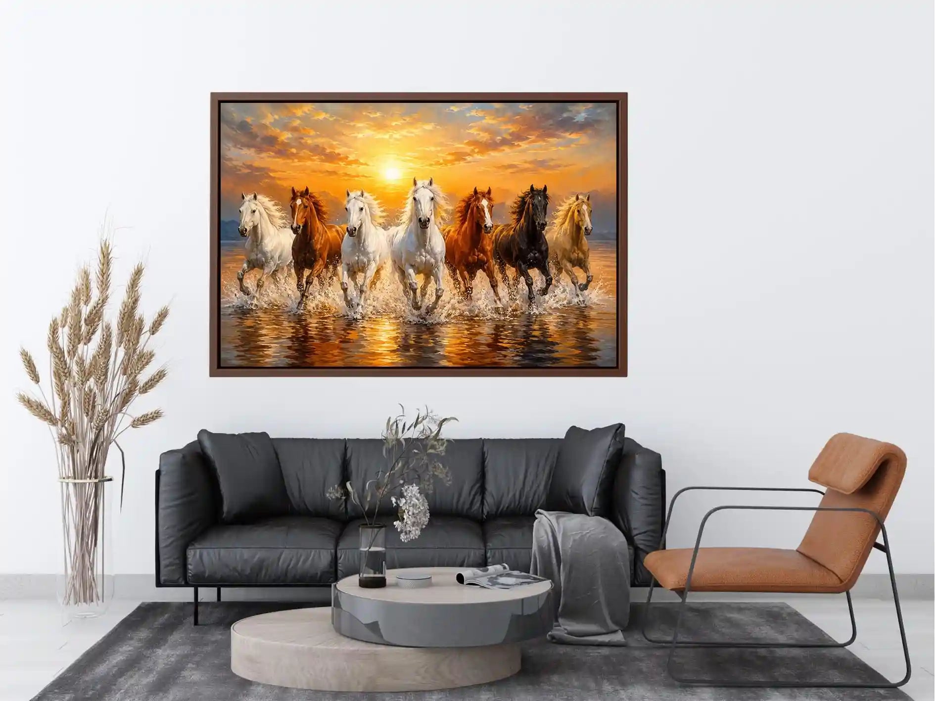 wild horses ocean canvas print