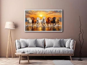 wild horses ocean canvas print