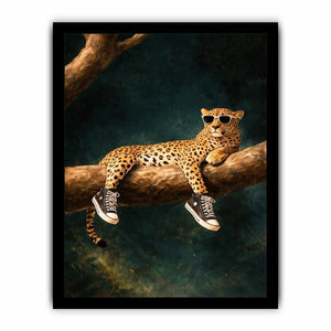 funny leopard sunglasses sneakers canvas art