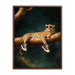 funny leopard sunglasses sneakers canvas art
