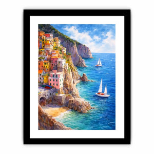 mediterranean cliffside village canvas art