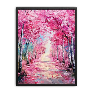 pink blossom pathway canvas print bedroom