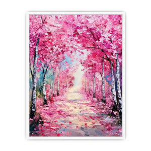 pink blossom pathway canvas print bedroom
