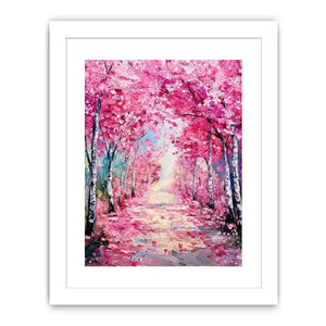 pink blossom pathway canvas print bedroom