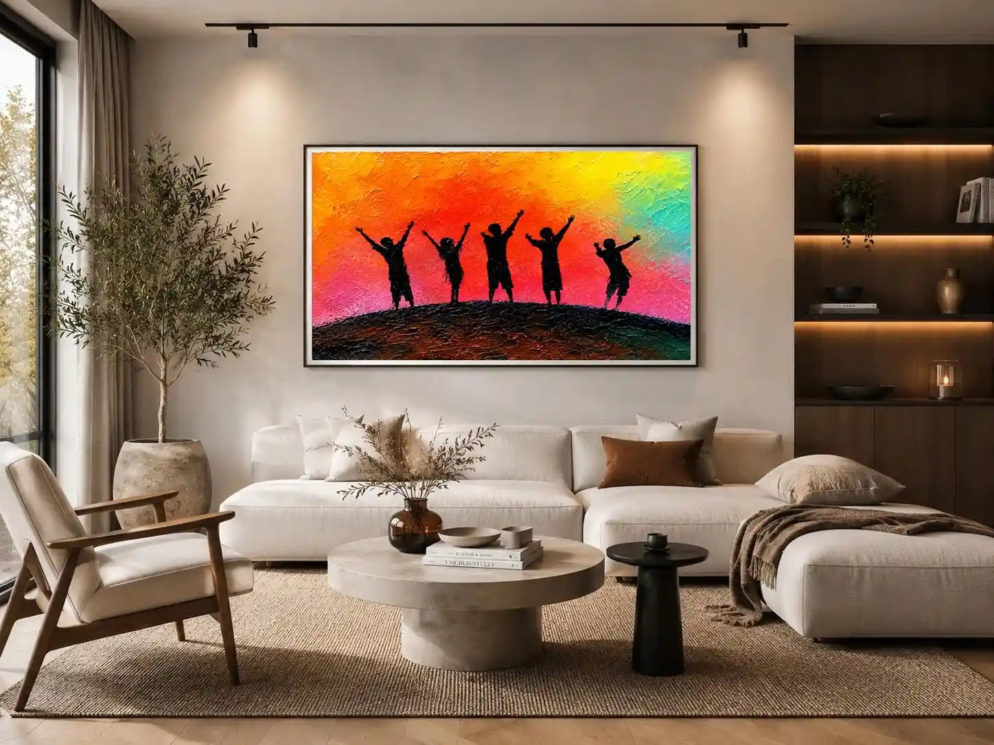 colorful kids silhouette canvas art