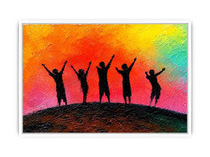 colorful kids silhouette canvas art