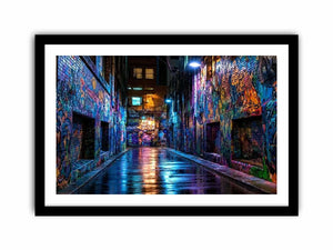 neon graffiti alley wall art