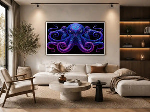 glowing octopus canvas art