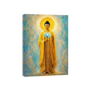 golden buddha lotus canvas print