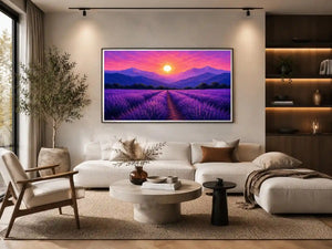 lavender field sunset landscape canvas print