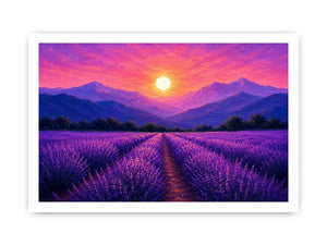 lavender field sunset landscape canvas print