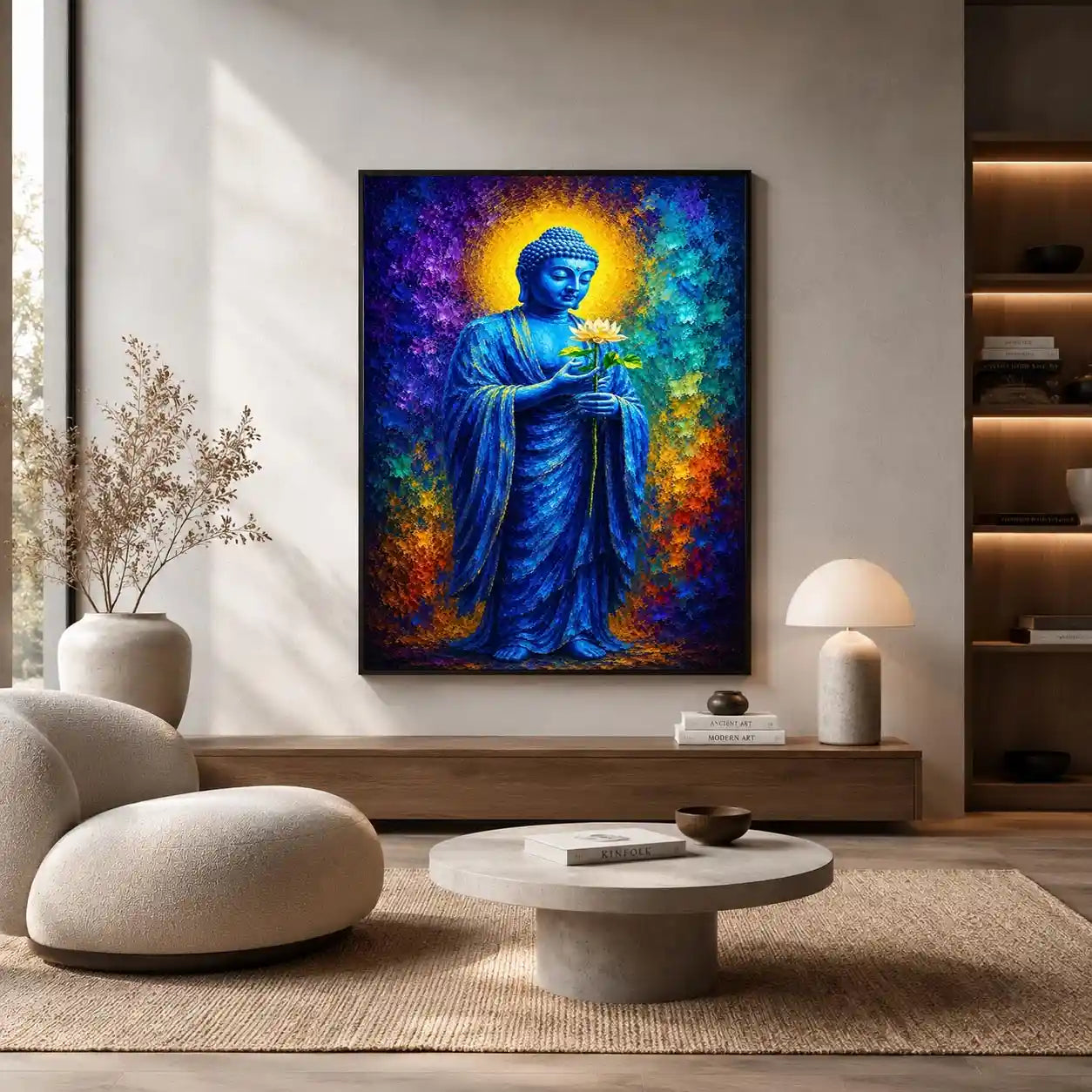 blue buddha lotus spiritual canvas print