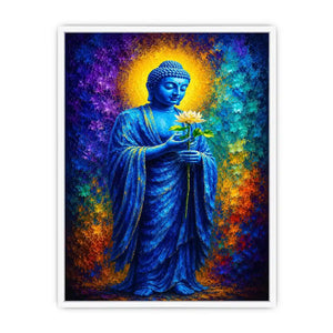 blue buddha lotus spiritual canvas print
