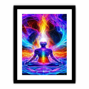neon cosmic meditation chakra canvas art