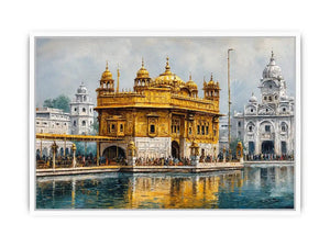 golden temple reflection canvas