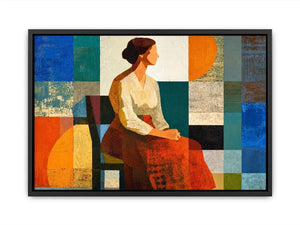 mid century geometric woman canvas