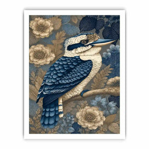 blue kookaburra botanical canvas