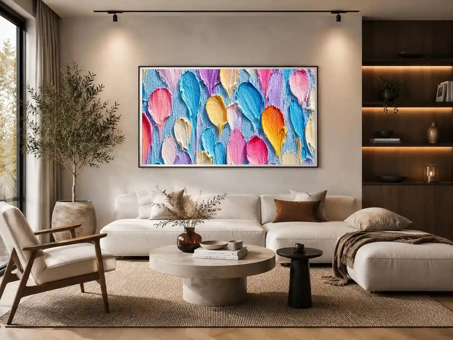 colorful impasto petal canvas