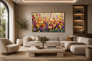 colorful impasto floral canvas art