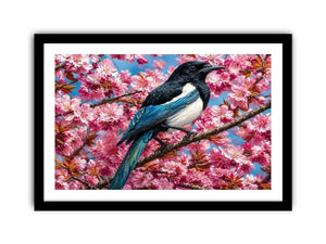 blue bird blossom canvas print
