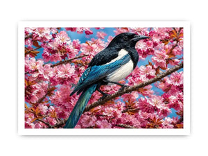 blue bird blossom canvas print