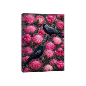 australian native bird floral wall art
