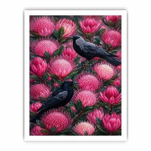 australian native bird floral wall art