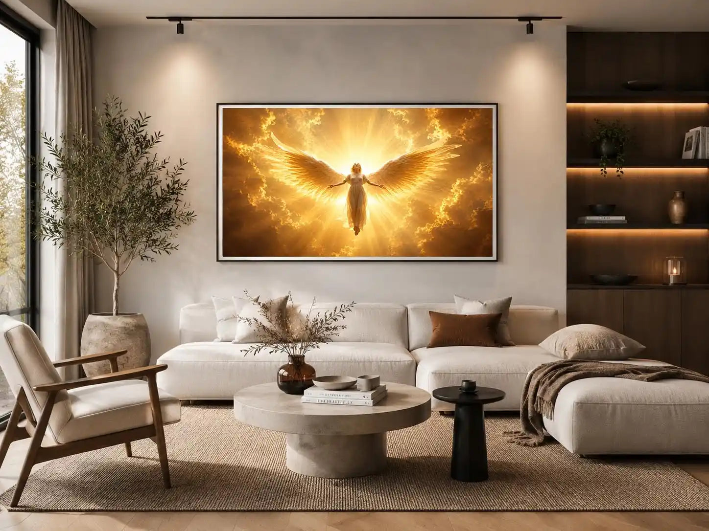 golden angel spiritual wall art