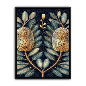 midnight banksia botanical canvas art