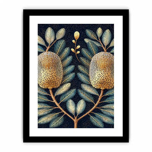 midnight banksia botanical canvas art