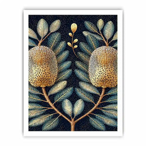 midnight banksia botanical canvas art