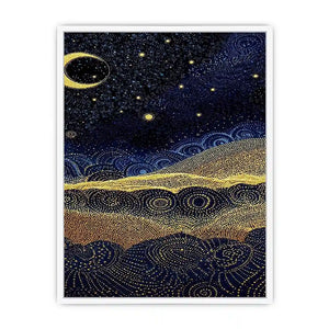 blue gold dot landscape canvas print